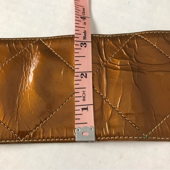 Retro Belt Embossed Copper Color Wide Belt Narrows to Gold Teardrop Buckle Sz M - Picture 9 of 13